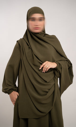 A-line Puff Jazz Abaya R - Dark Olive