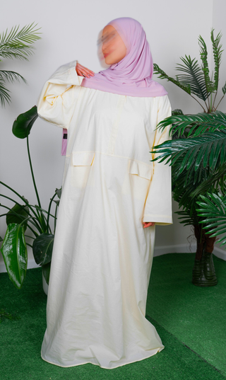 Oversized Abaya aus Baumwolle – Buttervanille