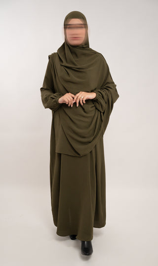 A-line Puff Jazz Abaya R - Dark Olive