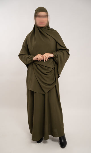 A-line Puff Jazz Abaya R - Dark Olive