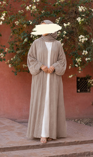 Abaya Linnen Safirah - Taupe