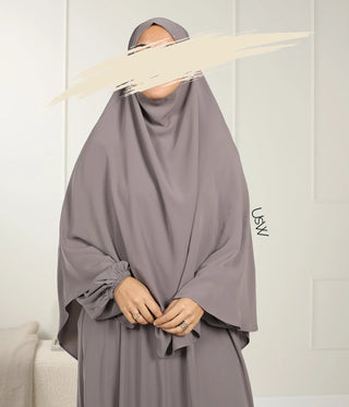 Pearl TIE- BACK Khimar - Grey Taupe