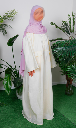 Oversized Abaya aus Baumwolle – Buttervanille