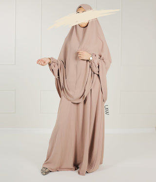 Classic Heup Khimar met Rits - Sandy Taupe