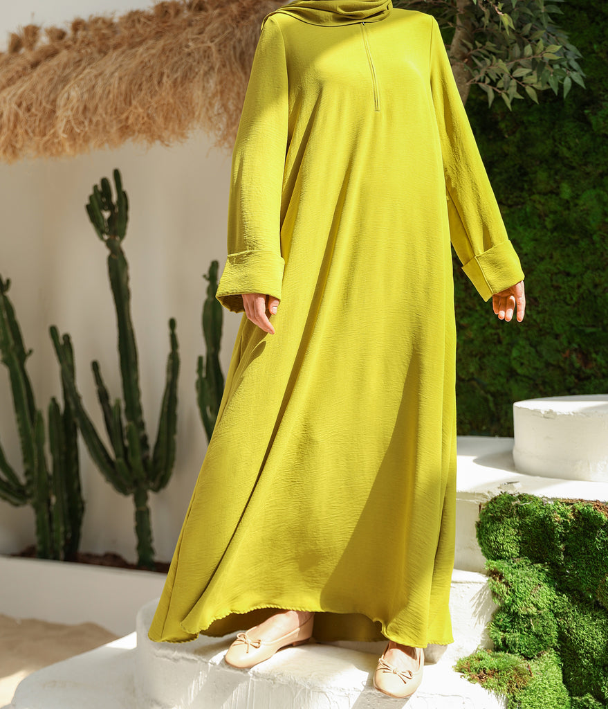 Abaya Kimono A-Linie Jazz + Hijab UsW - Limette