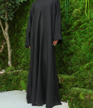 Linnen Cotton Kimono Abaya HUMAYMAN - Black