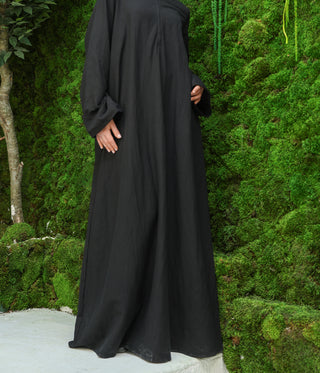 Linnen Cotton Kimono Abaya HUMAYMAN - Black