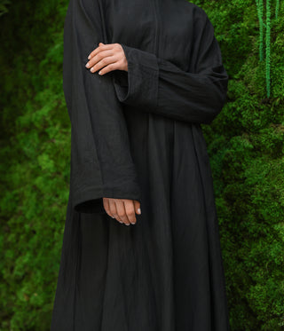 Linnen Cotton Kimono Abaya HUMAYMAN - Black