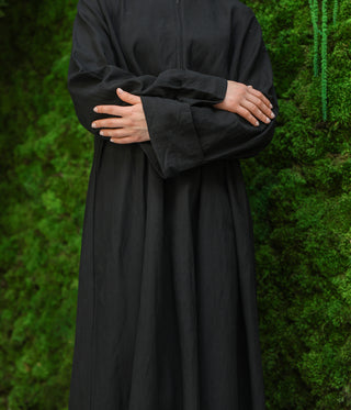 Linnen Cotton Kimono Abaya HUMAYMAN - Black