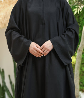 Linnen Kimono Abaya NIQIRAH - Black