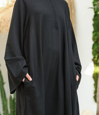 Linnen Kimono Abaya NIQIRAH - Black