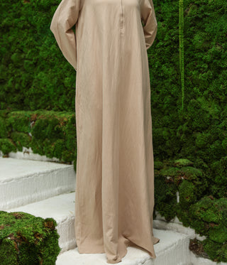 Linnen Cotton Kimono Abaya HUMAYMAN - Cream