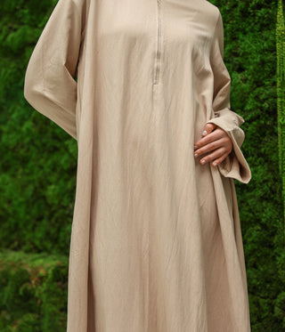 Linnen Cotton Kimono Abaya HUMAYMAN - Cream