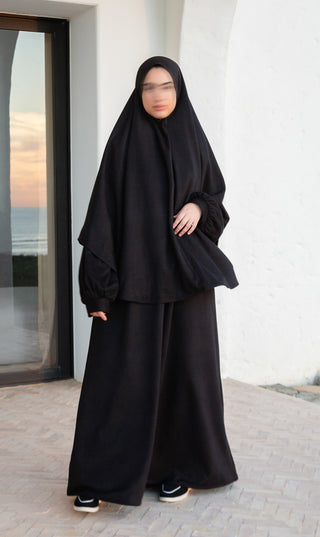 Nankoku Corduroy Abaya & Khimar - Black (pre order)