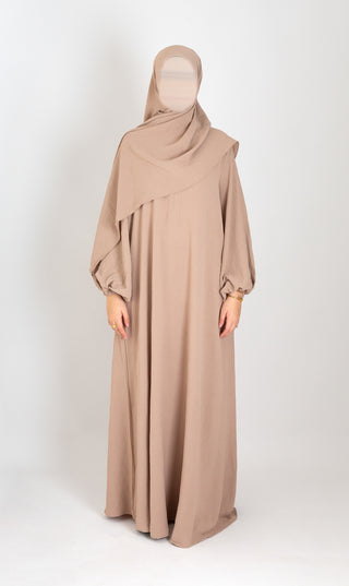 A-lijn Puff Jazz Abaya + FREE hijab - Taupe