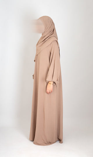 A-lijn Puff Jazz Abaya + FREE hijab - Taupe