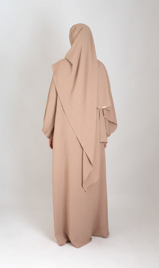 A-lijn Puff Jazz Abaya + FREE hijab - Taupe