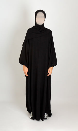 A-lijn Puff Jazz Abaya + FREE hijab - Black