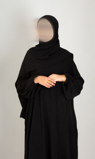 A-lijn Puff Jazz Abaya + FREE hijab - Black