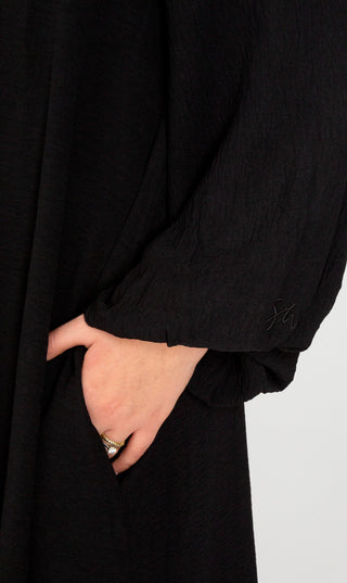 A-lijn Puff Jazz Abaya + FREE hijab - Black