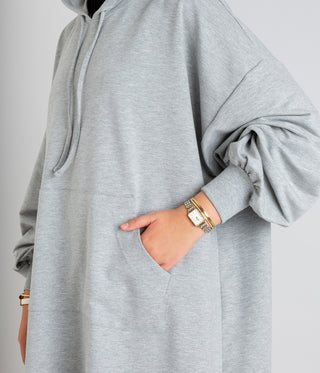 Long Casual Hoodie (UsW) - Grey