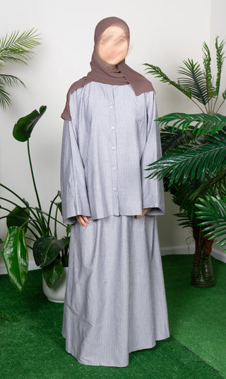 Baumwoll-Set – Blau gestreift