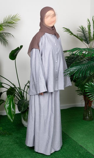 Baumwoll-Set – Blau gestreift