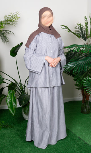 Baumwoll-Set – Blau gestreift