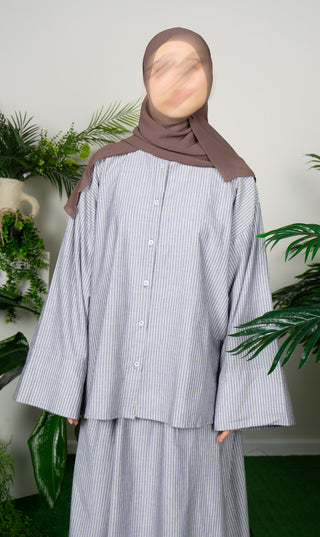 Baumwoll-Set – Blau gestreift