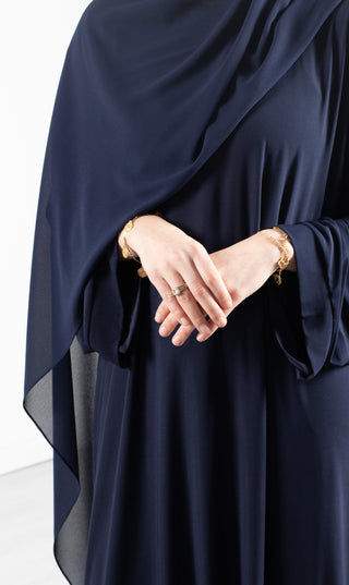 Instant Bonnet Chiffon Scarf - Navy
