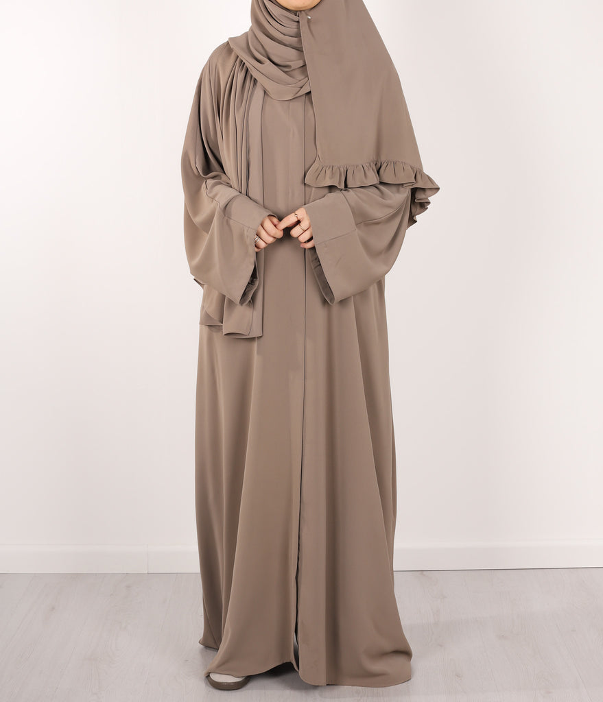 Abaya Anisah OPEN FRONT - Grey Taupe
