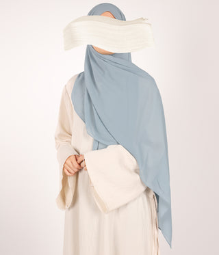 Soft Chiffon Stretch Scarf - Grey Blue