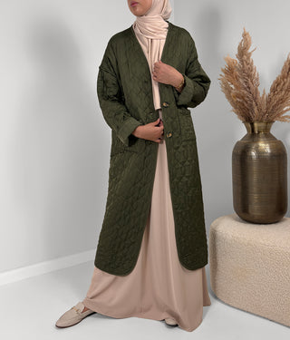 Amina Quilted Coat - Dark Olive