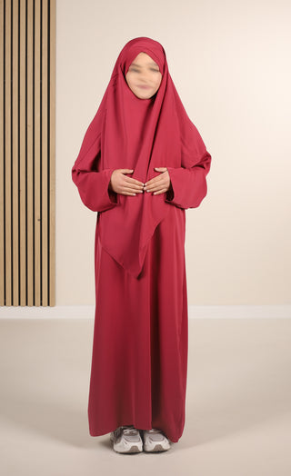 Khimar met Abaya Girls - Raspberry