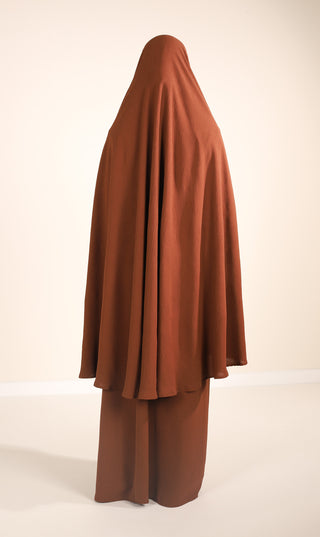 Komplet Khimar do koljena sa suknjom JAZZ - Mahagoni