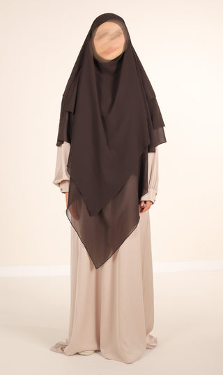 Triple Diamond Khimar Chiffon - Chokolade