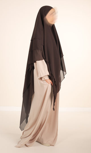 Triple Diamond Khimar Chiffon - Chokolade