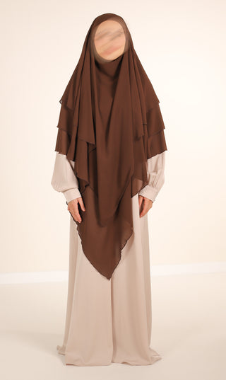 Dreifacher Diamant-Khimar-Chiffon - Dunkelbraun