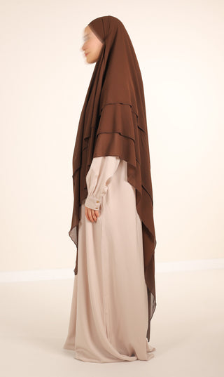 Dreifacher Diamant-Khimar-Chiffon - Dunkelbraun