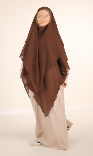 Dreifacher Diamant-Khimar-Chiffon - Dunkelbraun