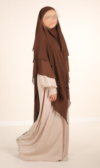 Dreifacher Diamant-Khimar-Chiffon - Dunkelbraun