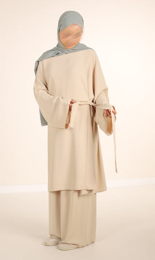 Medini Seiden-2-teiliges Set – Creme