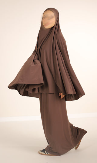 Premium Jersey Hüft-Khimar + Rock - Dunkelgrau