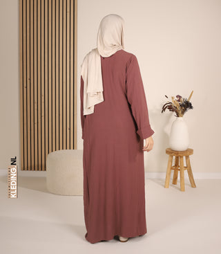 Noora Kimono Abaya Dark Rose