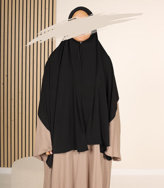 Jersey sjaal 80x200 cm, zwarte drapeerstof met gladde rand