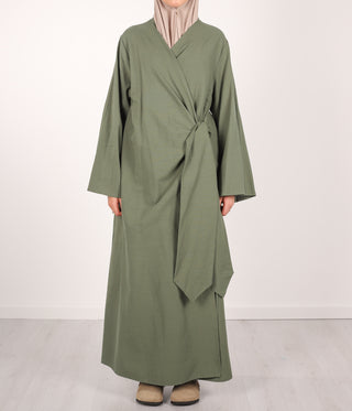 Cotton Wrap Dress - Olive