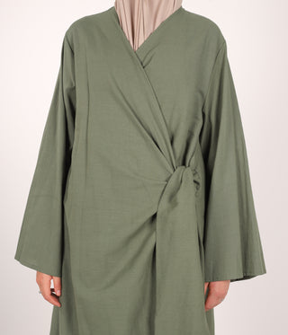 Cotton Wrap Dress - Olive