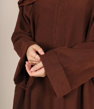 Zahraa Kimono Abaya - Chocolate Brown