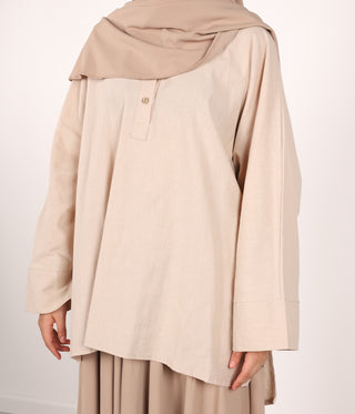 Linnen Batwing Shirt - Cream