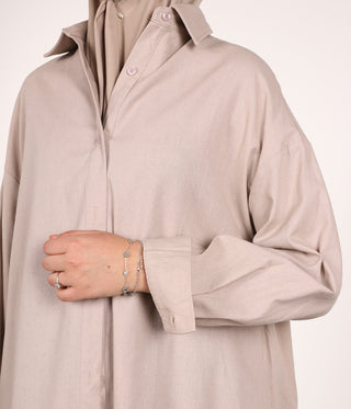 Oversized Linen Shirt Long - Soft Taupe